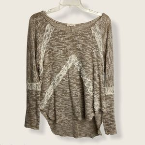 Hem & Thread Lace Asymmetrical Sweater